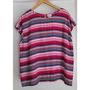 NWT Stylus Women's Blouse XL Pink Striped 100% Rayon Lightweight
